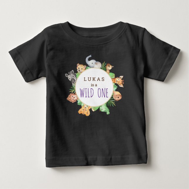 T-shirt Pour Bébé Safari dans la Jungle Fête d'anniversaire 1er anni (Devant)