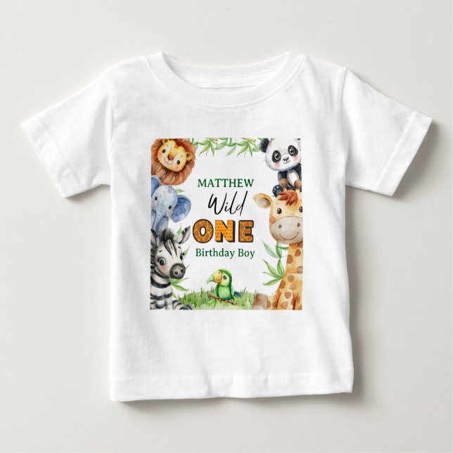 T-shirt Pour Bébé Safari dans la jungle pour le 1er anniversaire  (Devant)