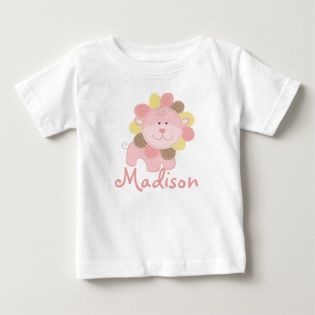 T-shirt Pour Bébé Safari de lion rose mignon anniversaire personnali (Devant)