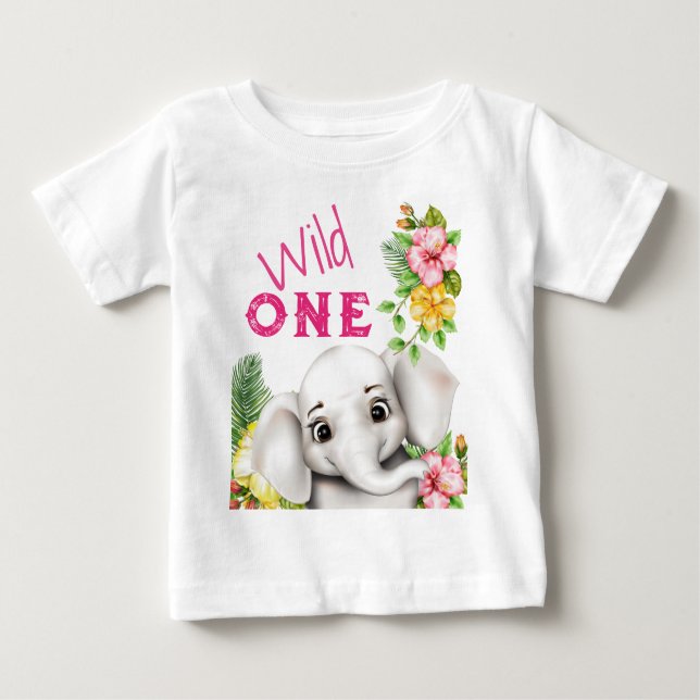 T-shirt Pour Bébé Safari Elephant Jungle Personnalisé (Devant)
