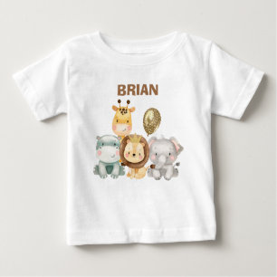 T-shirt Pour Bébé Safari Garçon Animaux Balloon Birthday Shirt