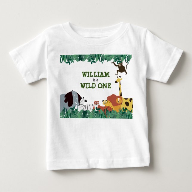T-shirt Pour Bébé Safari Jungle personnalisé pour le petit sauvageon (Devant)