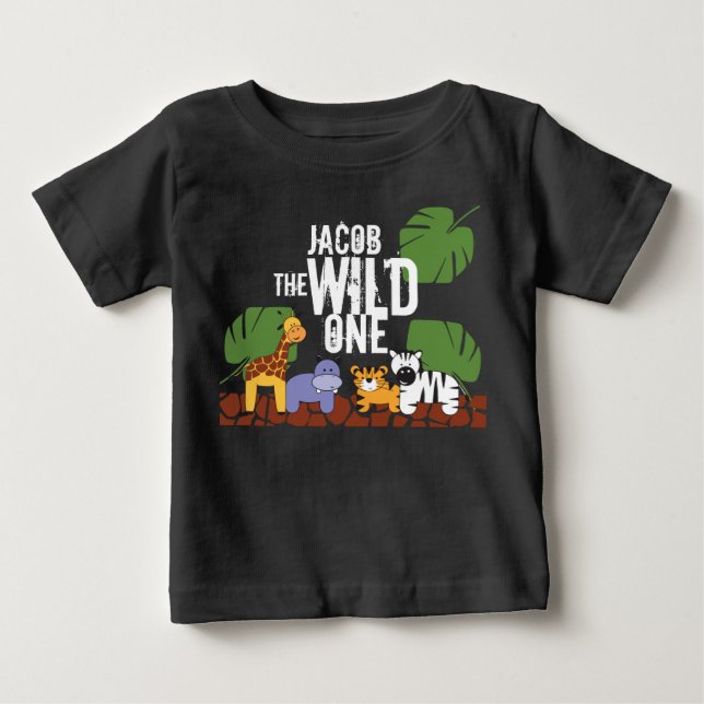 T-shirt Pour Bébé Safari personnalisé UN 1er anniversaire (Devant)