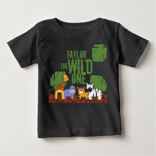 T-shirt Pour Bébé Safari vert type WILD ONE 1er anniversaire