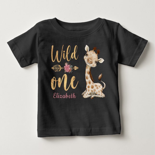 T-shirt Pour Bébé Safari Wild One Baby Animals 1er anniversaire fill (Devant)