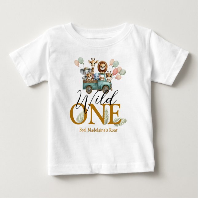 T-shirt Pour Bébé Safari Wild One Premier Anniversaire  (Devant)