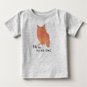 T-shirt Pour Bébé Sage comme un hibou typographique aquarelle