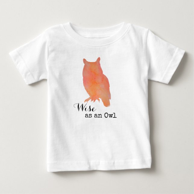 T-shirt Pour Bébé Sage comme un Hibou Typographique Aquarelle (Devant)