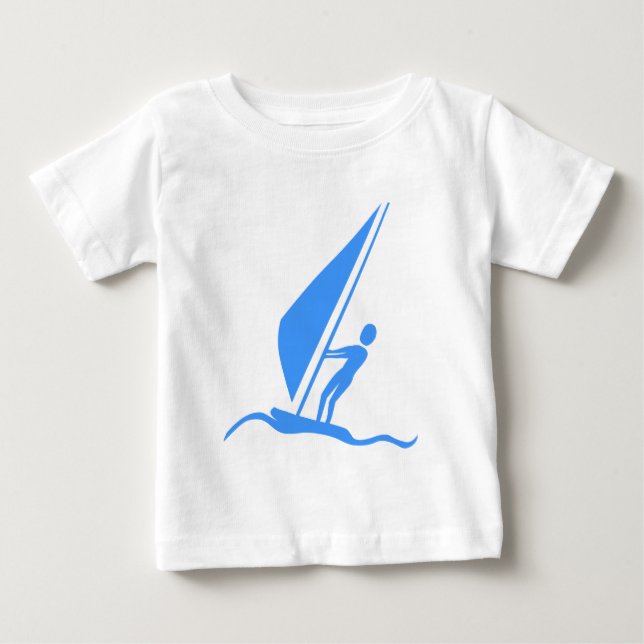 T-shirt Pour Bébé Sailboarding - Bleu Bébé (Devant)