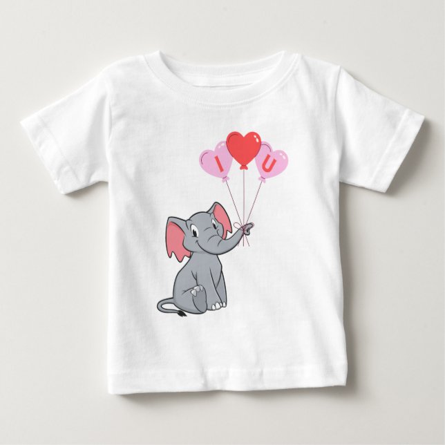 T-shirt Pour Bébé Saint-éléphant Saint-Valentin (Devant)