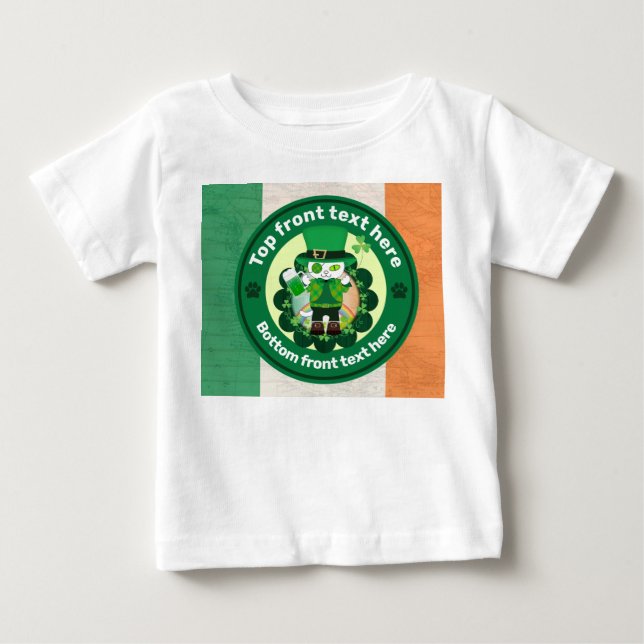 T-shirt Pour Bébé Saint Patrick avec un chat à un oeil heureux (Devant)