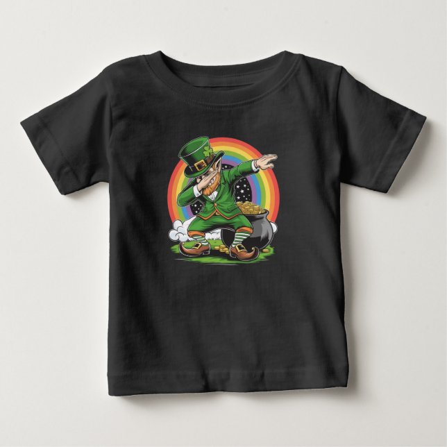 T-shirt Pour Bébé Saint-Patrick Farfouillant Leprechaun Danse Dab  (Devant)