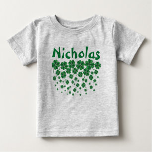 T-shirt Pour Bébé Saint Patrick’s Day Nom personnalisé avec shamrock