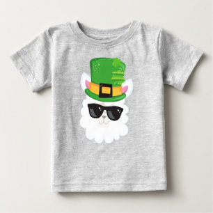 T-shirt Pour Bébé Saint Patrick's Day, Alpaca, Llama, Leprechaun Cas