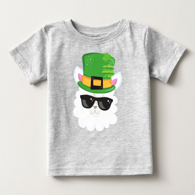 T-shirt Pour Bébé Saint Patrick's Day, Alpaca, Llama, Leprechaun Cas (Devant)