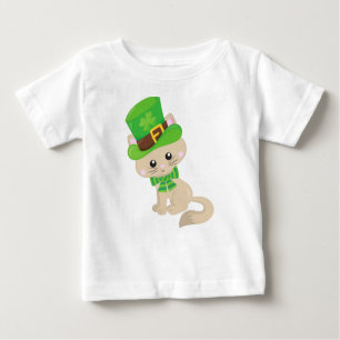 T-shirt Pour Bébé Saint Patrick's Day Chat, Leprechaun Casquette, Cl