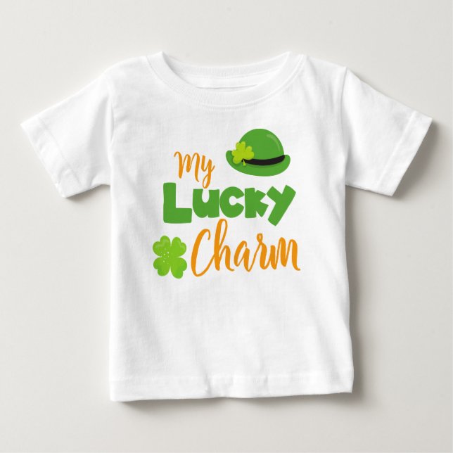 T-shirt Pour Bébé Saint Patrick's Day, Leprechaun Casquette, Lucky C (Devant)