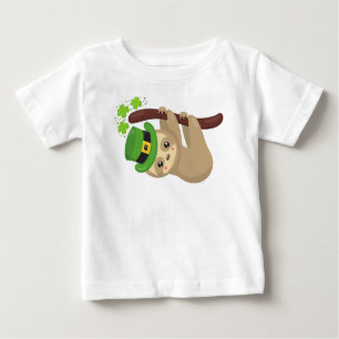 T-shirt Pour Bébé Saint Patrick's Day Sloth, Leprechaun Casquette, C
