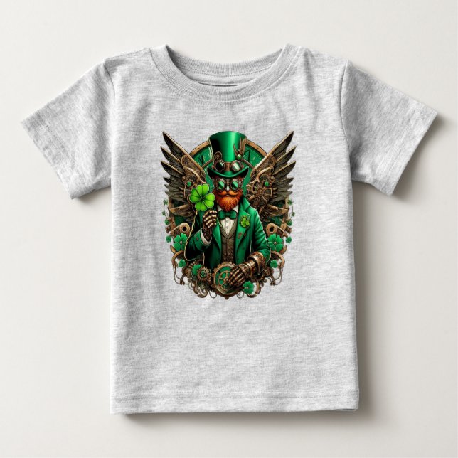 T-shirt Pour Bébé Saint Patrick's Day trèfle à vapeur (Devant)