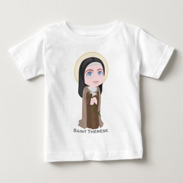 T-shirt Pour Bébé Saint Therese de catholique mignon de Lisieux (Devant)