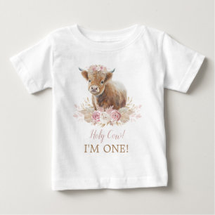 T-shirt Pour Bébé Saint Vache Je suis un Boho rose Floral 1er annive