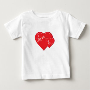 T-shirt Pour Bébé -Saint-Valentin-Amour à 2- Cœurs Rouges