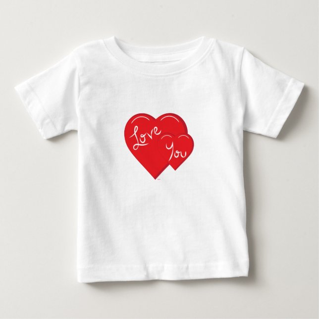 T-shirt Pour Bébé -Saint-Valentin-Amour à 2- Cœurs Rouges (Devant)