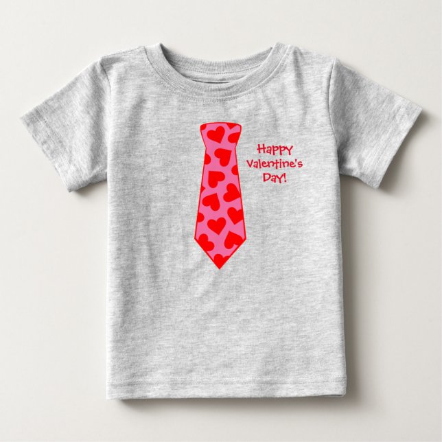 T-shirt Pour Bébé Saint Valentin Coeurs Necktie (Devant)
