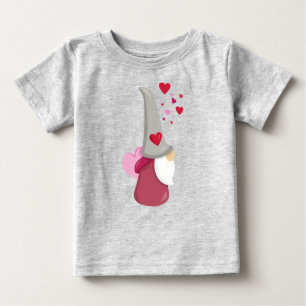 T-shirt Pour Bébé Saint Valentin Gnome, Gnome mignonne, Barbe, Coeur