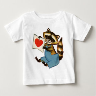 T-shirt Pour Bébé Saint-Valentin Retro Raccoon