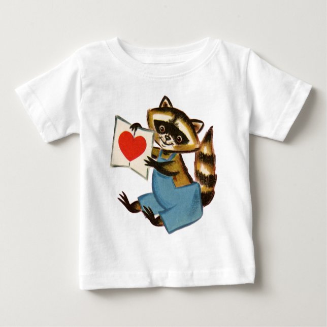 T-shirt Pour Bébé Saint-Valentin Retro Raccoon (Devant)
