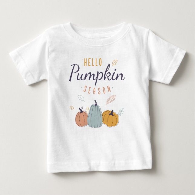 T-shirt Pour Bébé Saison Citrouille Hello (Devant)
