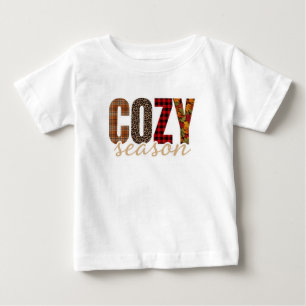T-shirt Pour Bébé Saison Douillette Carreaux Léopard Automne Vibes