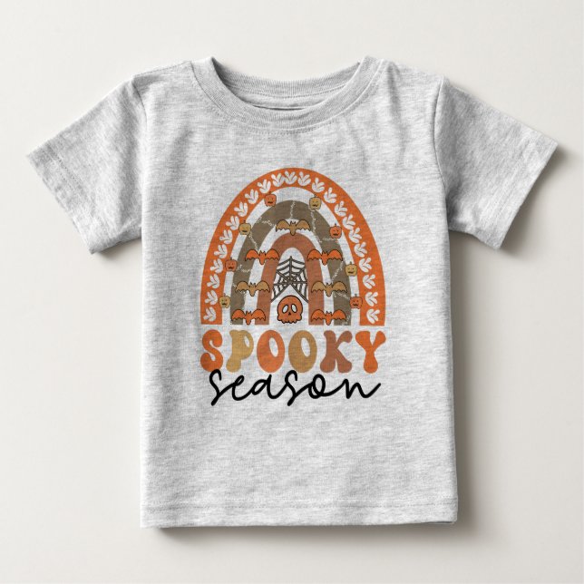 T-shirt Pour Bébé Saison éffrayante Halloween Rainbow Fall (Devant)