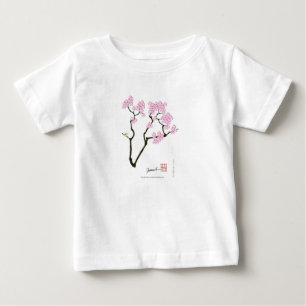 T-shirt Pour Bébé Sakura avec l'oiseau vert, fernandes élégants