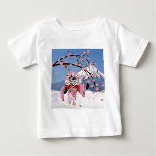 T-shirt Pour Bébé Sakura Geisha Bird dans les fleurs de cerisiers de
