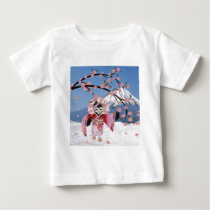 T-shirt Pour Bébé Sakura Geisha Oiseau dans les Cerisiers en Fleur s