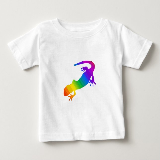 T-shirt Pour Bébé Salamandre rayée arc-en-ciel (Devant)