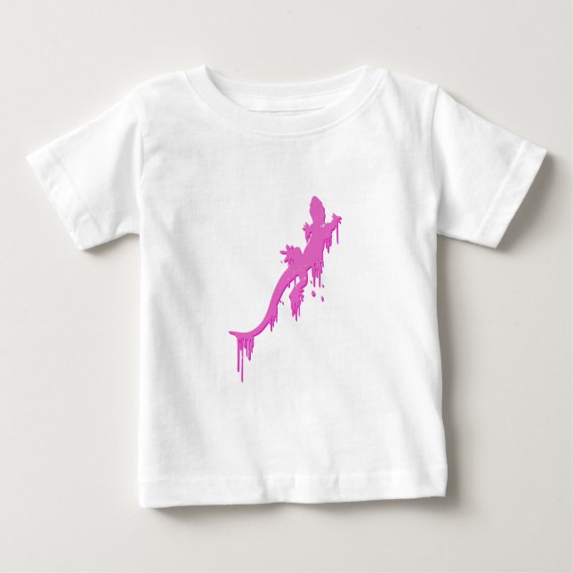 T-shirt Pour Bébé Salamandre Rose Distressée Avec Lavette De Peintur (Devant)