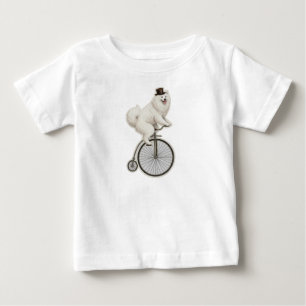 T-shirt Pour Bébé Samoyède vintage sur un vélo à grand-bi