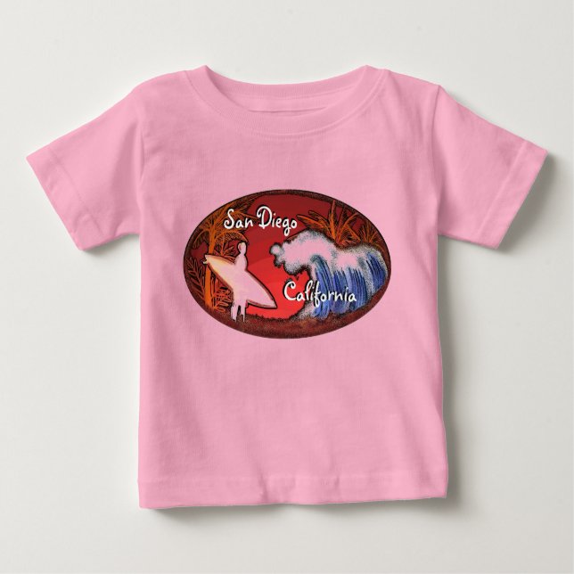 T-shirt Pour Bébé San Diego California surf vagues art bébé tenue (Devant)