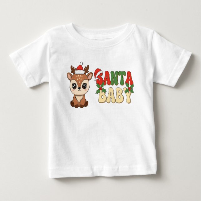 T-shirt Pour Bébé Santa Baby Reindeer (Devant)