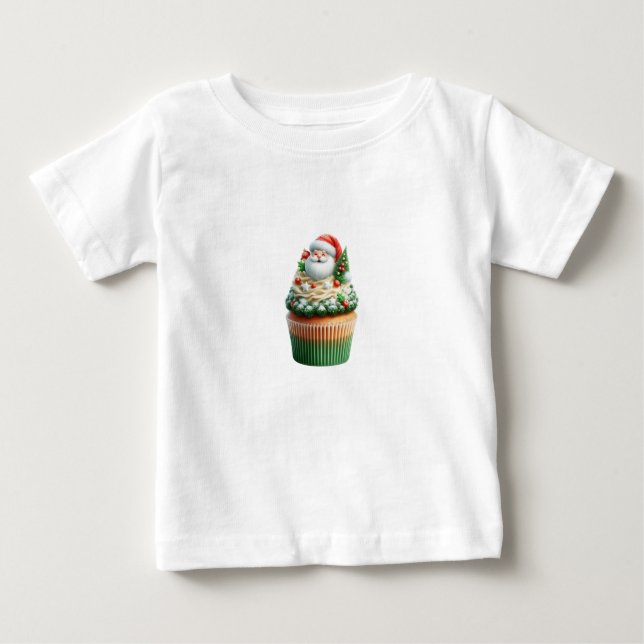 T-shirt Pour Bébé santa claus cupcakes tee shirt baby (Devant)