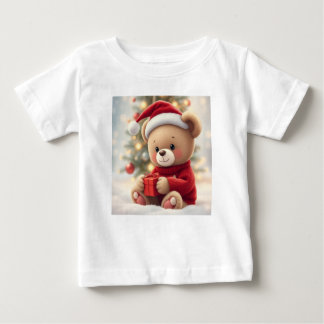 T-shirt Pour Bébé Santa Hat Teddy Bear Baby Shirt - Cadeau de Noël