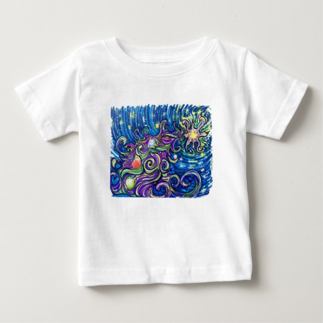 T-shirt Pour Bébé Sapin de Noël Cosmique (Devant)