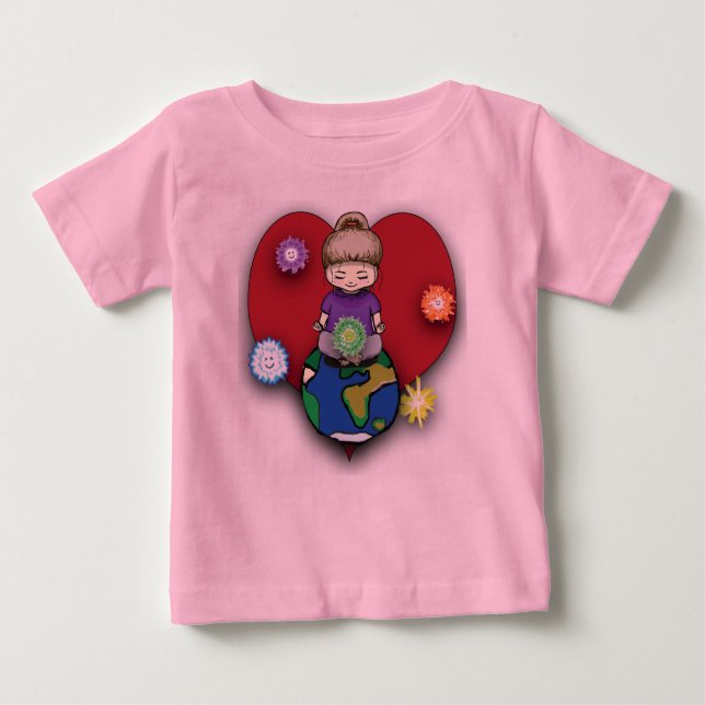T-shirt Pour Bébé Sara Fay Méditant sur le monde avec des éléments (Devant)