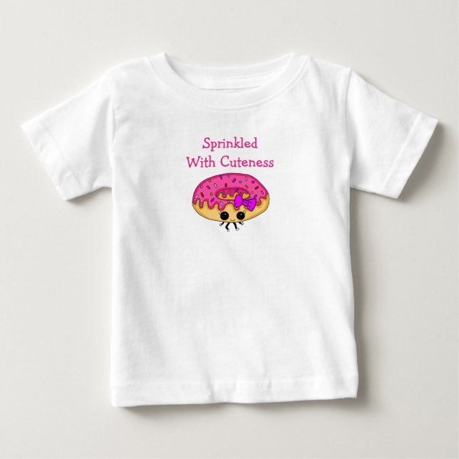 T-shirt Pour Bébé Saupoudré de mignon beignets rose givrés (Devant)