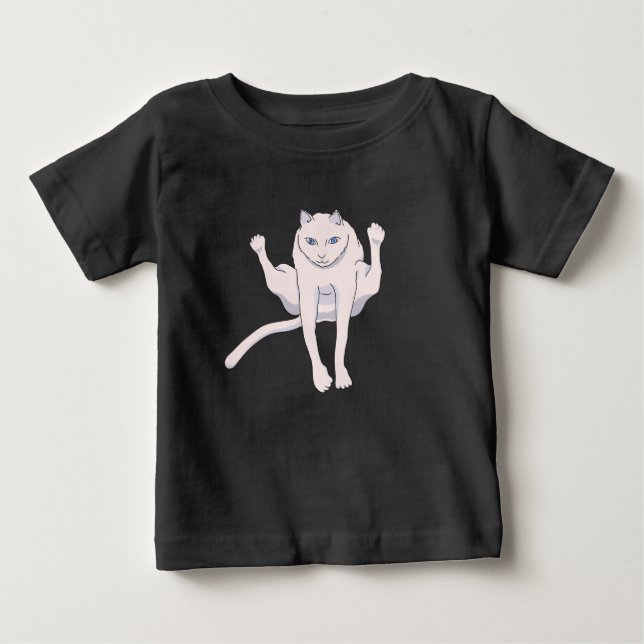 T-shirt Pour Bébé Saut acrobatique blanc athlète chat (Devant)