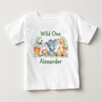 T-shirt Pour Bébé Sauvage 1 1er anniversaire Aquarelle Safari