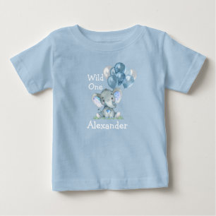 T-shirt Pour Bébé Sauvage 1er anniversaire ballons éléphant bébé ble